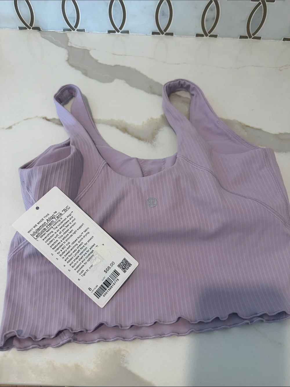 Lululemon - Align Lettuce-Hem Tank B/C - Size 8- NWT Lilac Play (lavender)